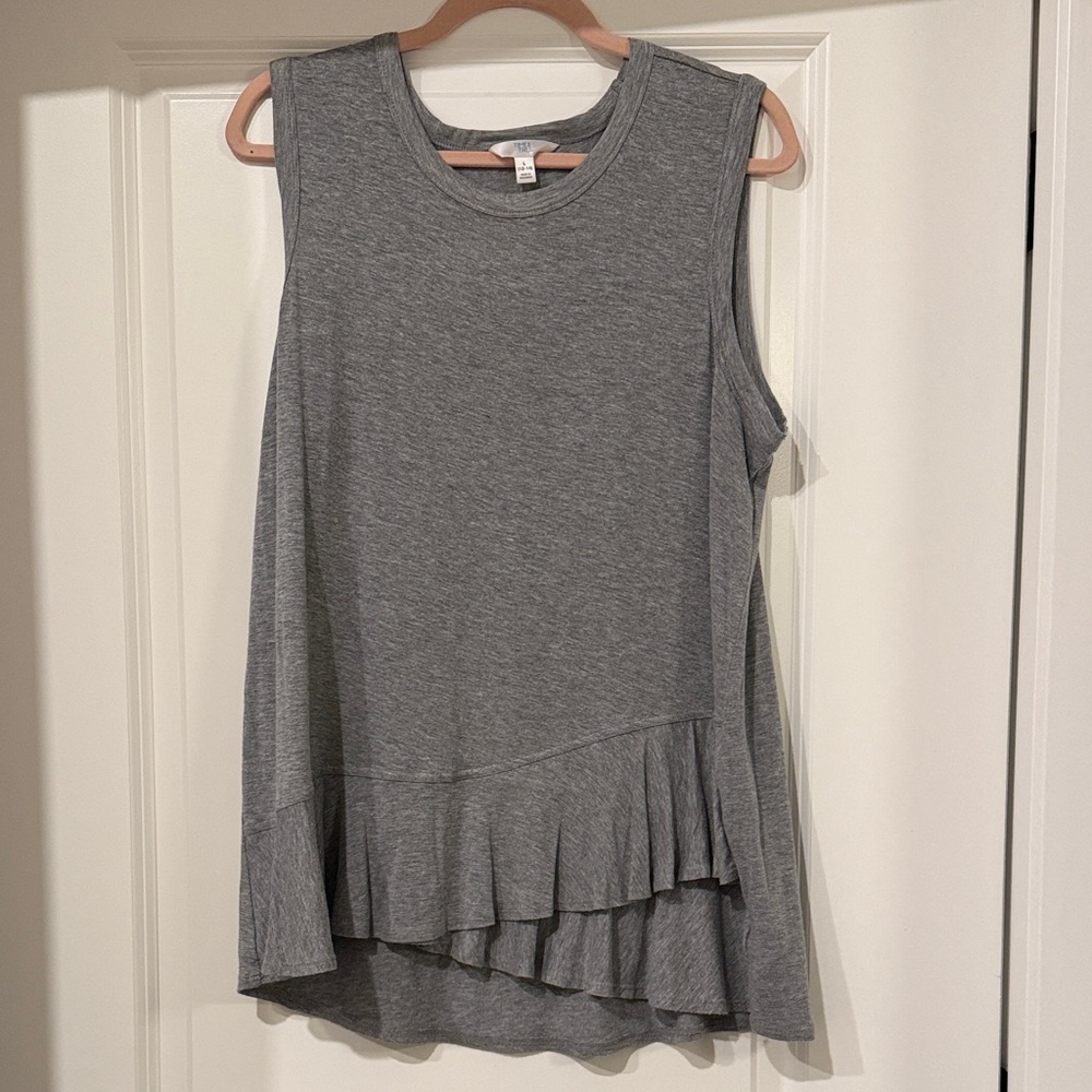 Time and Tru Gray Asymmetrical Tank Top